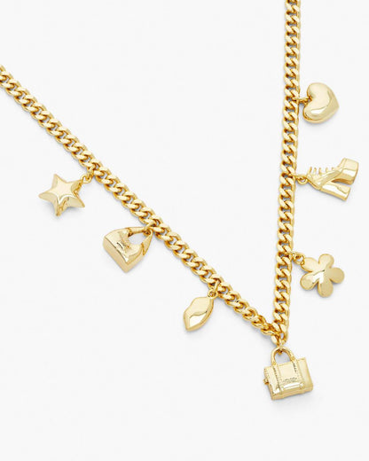 Marc Jacobs New | The Mini Icon Charm Necklace Light Antique Gold