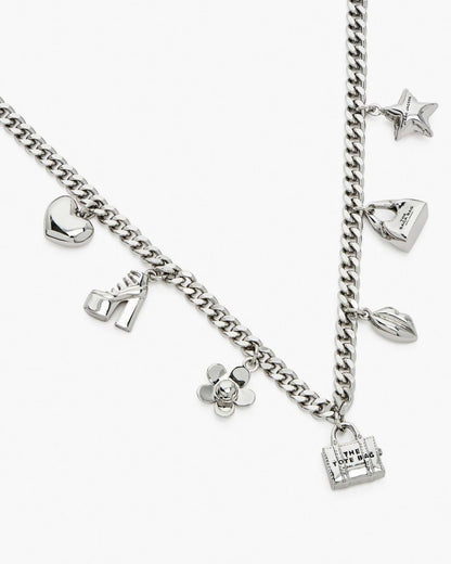 Marc Jacobs Top Pick | The Mini Icon Charm Necklace Light Antique Silver