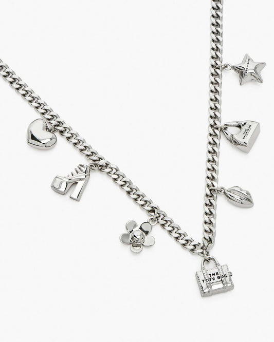 Marc Jacobs Top Pick | The Mini Icon Charm Necklace Light Antique Silver