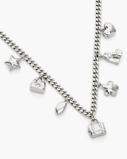 Marc Jacobs Top Pick | The Mini Icon Charm Necklace Light Antique Silver