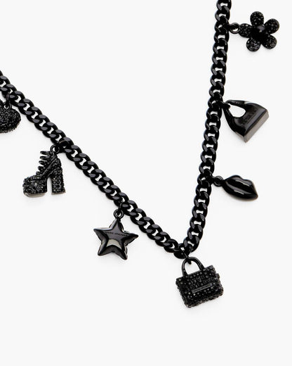 Marc Jacobs Special Offer | Mini Icon Pave Charm Necklace Black/Black Crystal