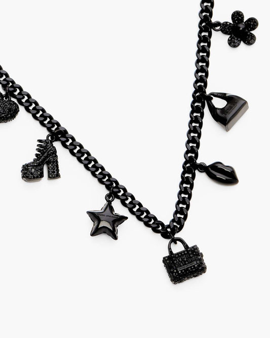 Marc Jacobs Special Offer | Mini Icon Pave Charm Necklace Black/Black Crystal