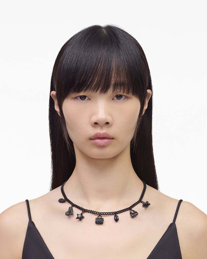 Marc Jacobs Special Offer | Mini Icon Pave Charm Necklace Black/Black Crystal
