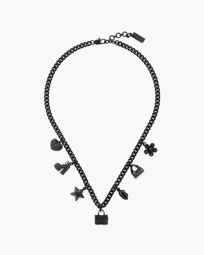 Marc Jacobs Special Offer | Mini Icon Pave Charm Necklace Black/Black Crystal