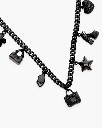 Marc Jacobs Special Offer | Mini Icon Pave Charm Necklace Black/Black Crystal
