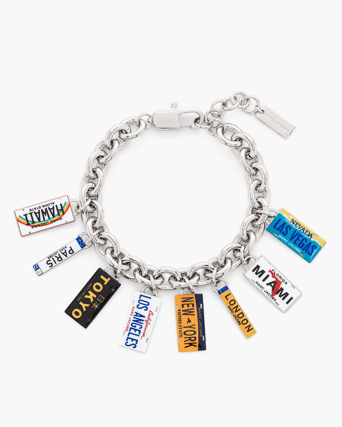 Marc Jacobs Great Value | The Cities License Plate Charm Bracelet Silver/Multi