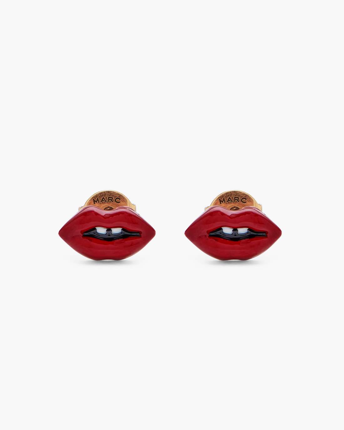 Marc Jacobs Essential | The Lips Stud Earrings Gold/Red