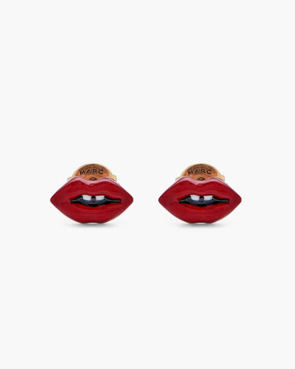 Marc Jacobs Essential | The Lips Stud Earrings Gold/Red