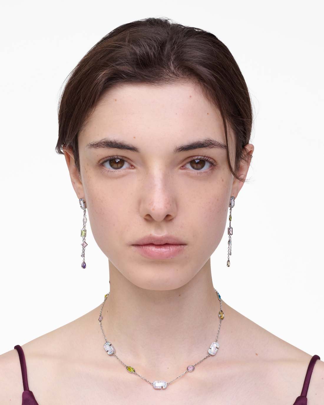 Marc Jacobs Quality | The J Marc Luxe Gem Linear Earrings Silver/Multi