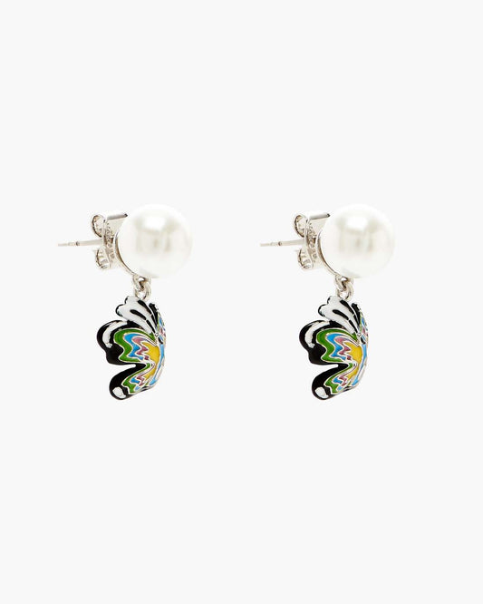 Marc Jacobs Latest | Hattie Stewart X Marc Jacobs Butterfly Pearl Earrings Silver/Multi