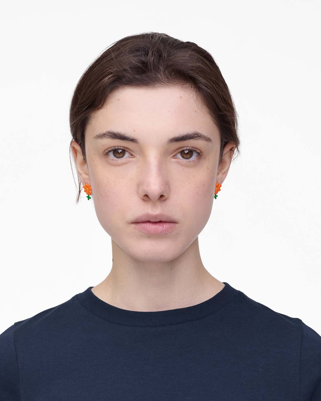 Marc Jacobs Exclusive | David Shrigley X Marc Jacobs Joy Flower Stud Earrings Silver/Orange