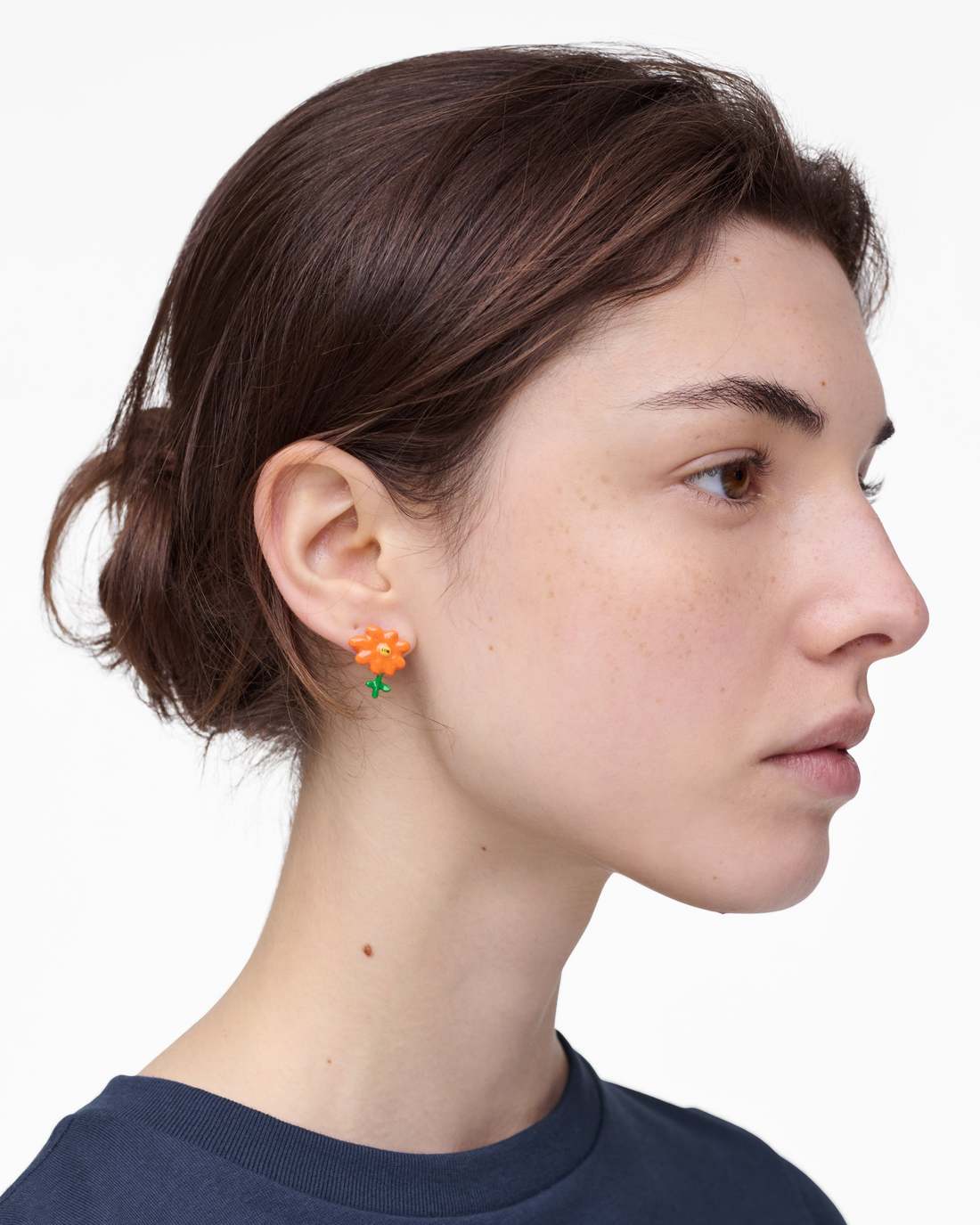 Marc Jacobs Exclusive | David Shrigley X Marc Jacobs Joy Flower Stud Earrings Silver/Orange
