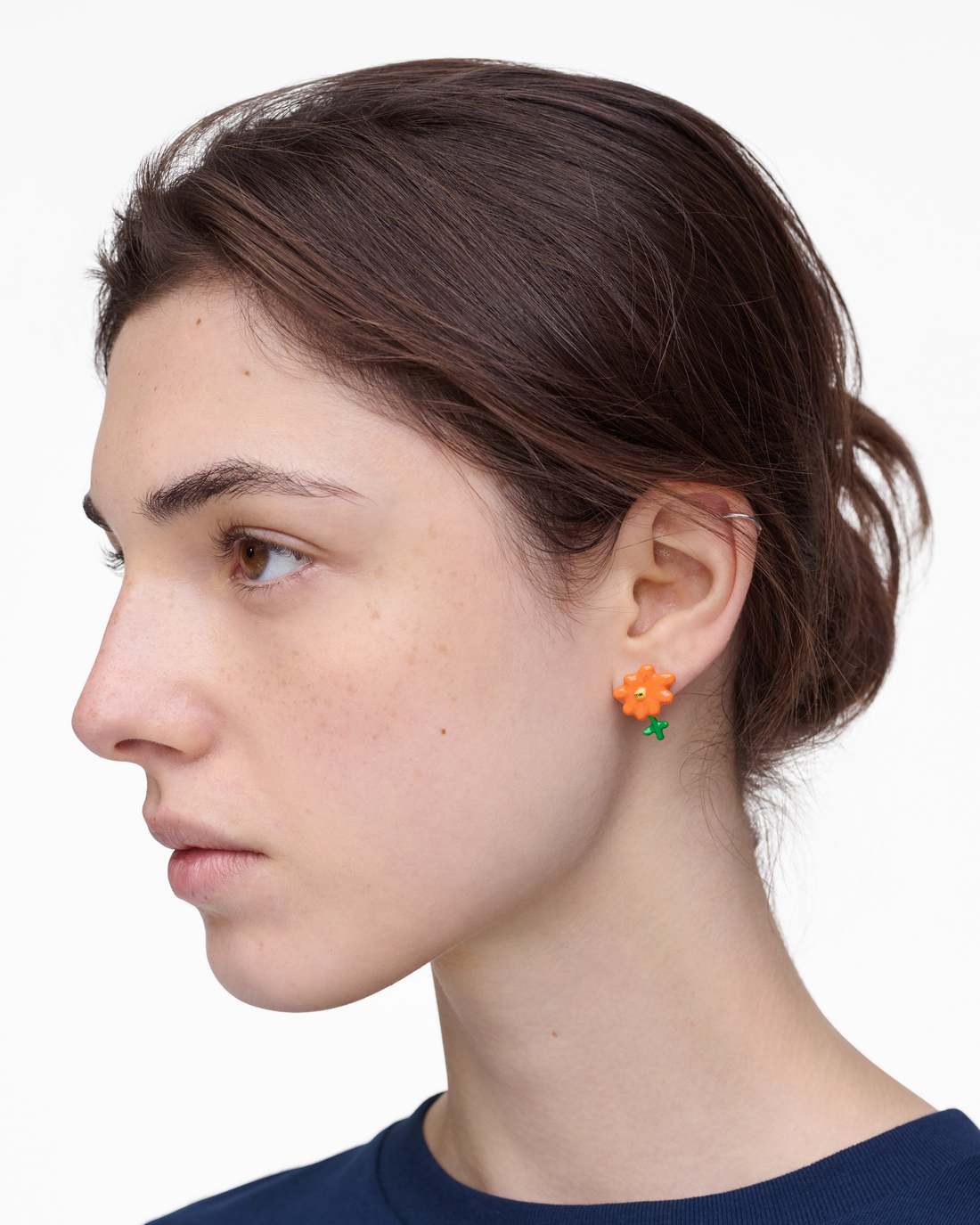 Marc Jacobs Exclusive | David Shrigley X Marc Jacobs Joy Flower Stud Earrings Silver/Orange