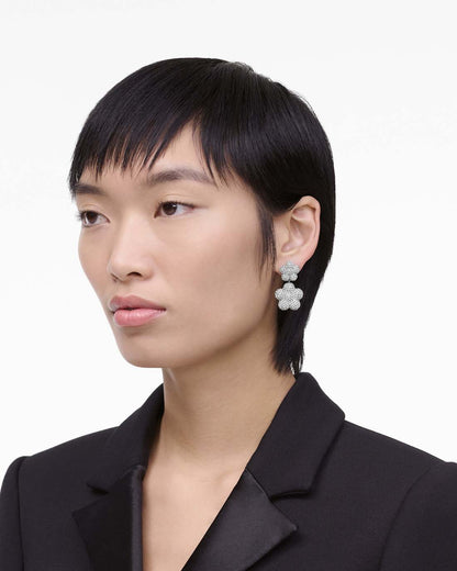 Marc Jacobs Signature | The Daisy Balloon Drop Earrings Silver/Crystal
