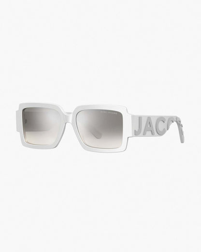 Marc Jacobs Deals | The Bold Logo Square Mirrored Sunglasses White/Grey