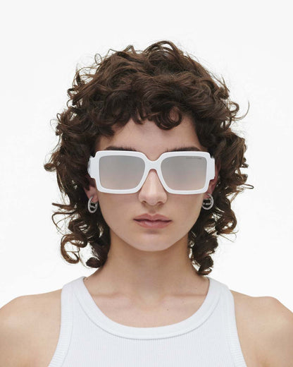 Marc Jacobs Deals | The Bold Logo Square Mirrored Sunglasses White/Grey