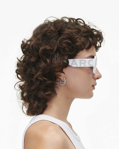 Marc Jacobs Deals | The Bold Logo Square Mirrored Sunglasses White/Grey