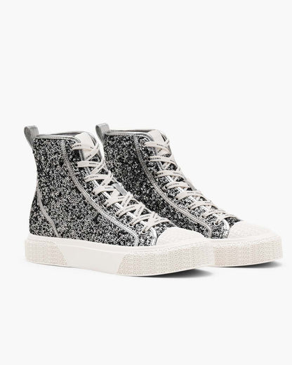 Marc Jacobs Top Pick | The Sequin High Top Sneaker Silver
