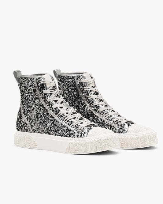 Marc Jacobs Top Pick | The Sequin High Top Sneaker Silver