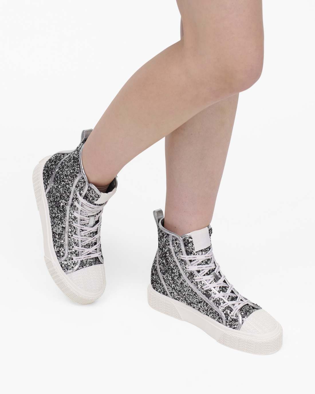 Marc Jacobs Top Pick | The Sequin High Top Sneaker Silver