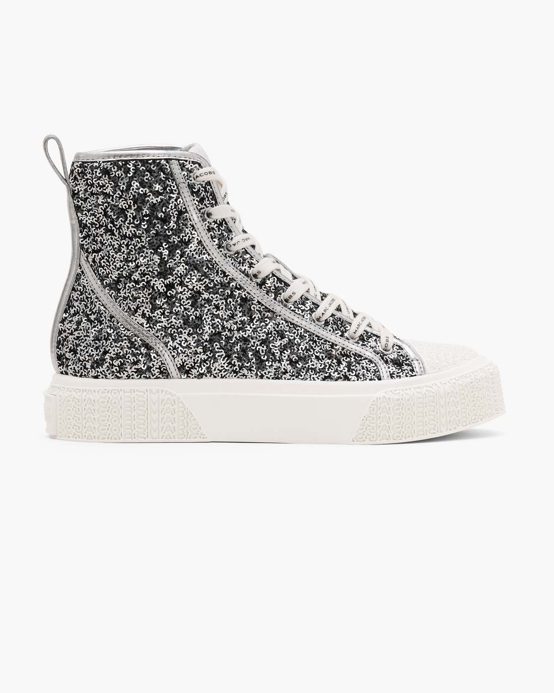 Marc Jacobs Top Pick | The Sequin High Top Sneaker Silver