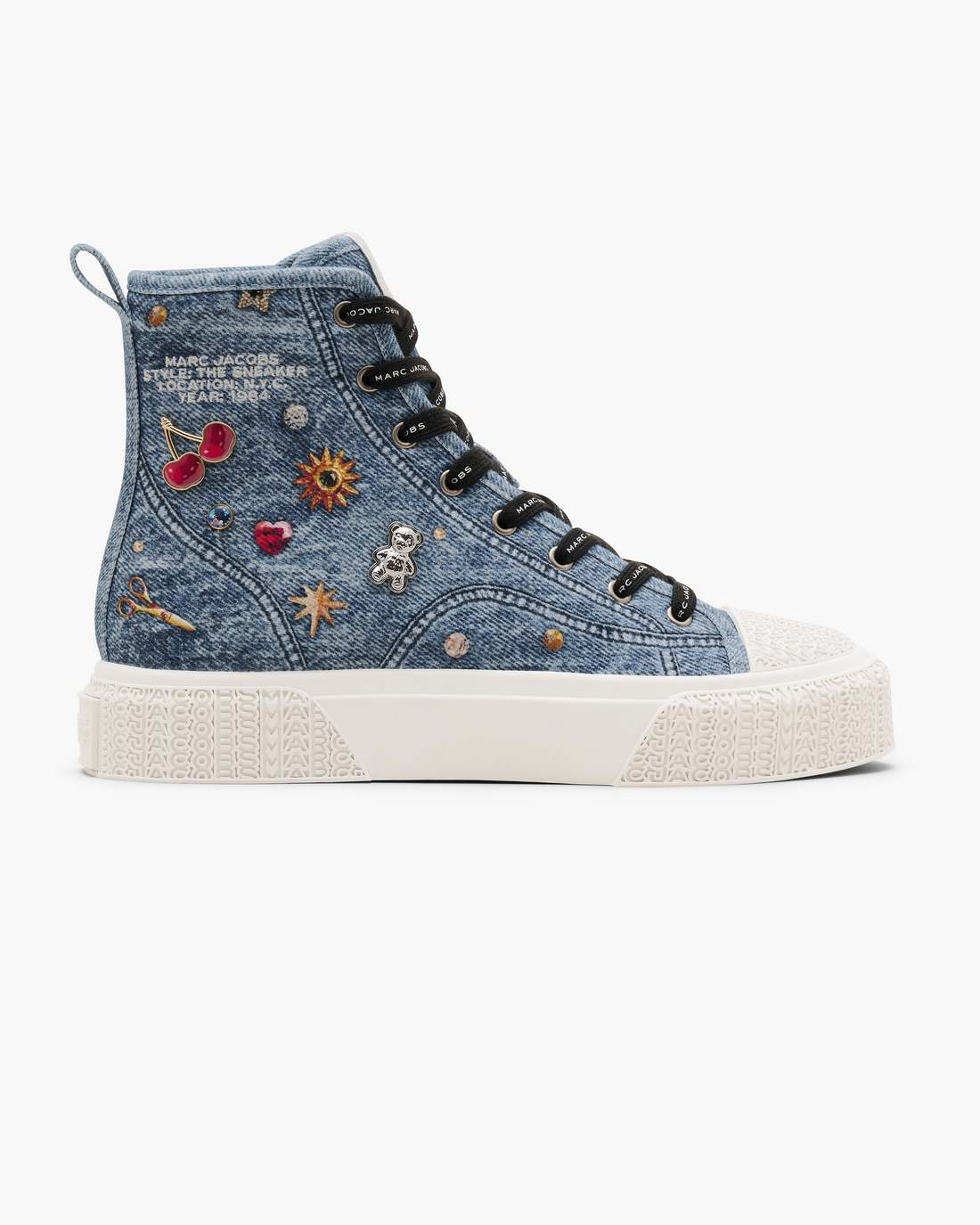 Marc Jacobs Best Seller | The Trinket Charm High Top Sneaker Medium Wash Multi