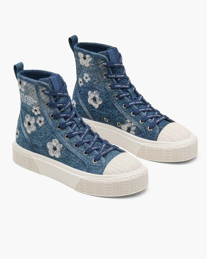 Marc Jacobs Exclusive | The Sequin Daisy Denim High Top Sneaker Vintage Indigo