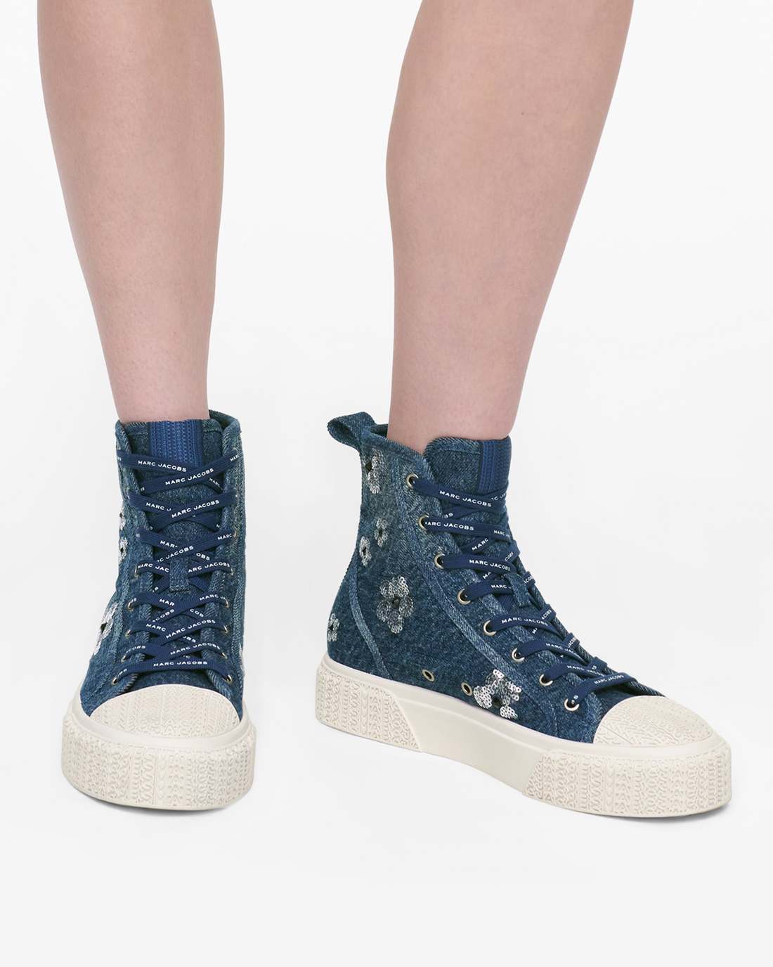 Marc Jacobs Exclusive | The Sequin Daisy Denim High Top Sneaker Vintage Indigo