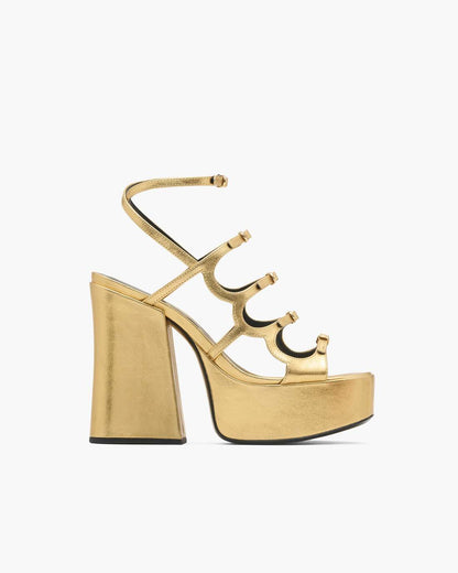 Marc Jacobs Quality | The Metallic Leather Kiki Platform Sandal Gold
