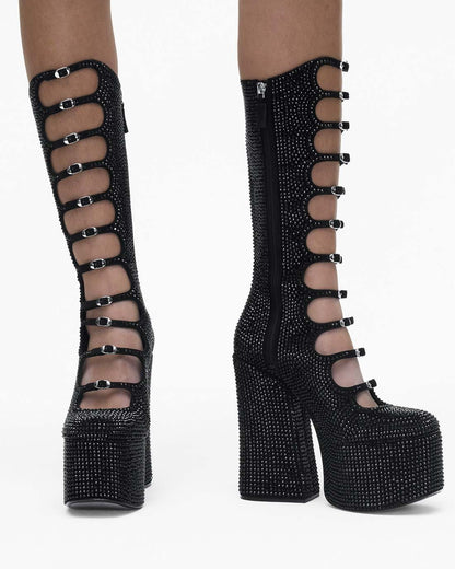 Marc Jacobs Customer Favorite | The Rhinestone Kiki Knee-High Boot Black/Black