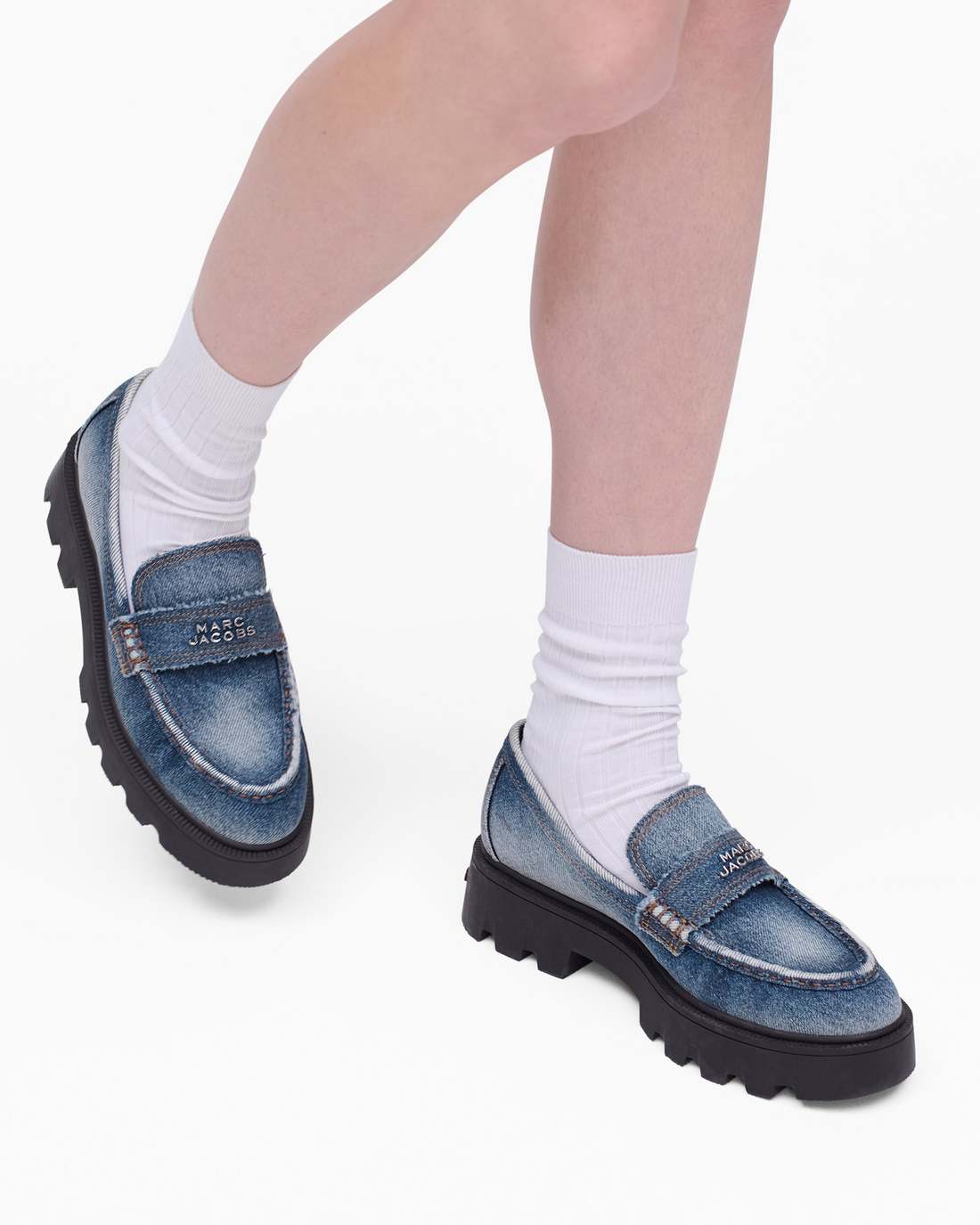 Marc Jacobs Quality | The Faded Denim Frankie Loafer Faded Vintage Indigo