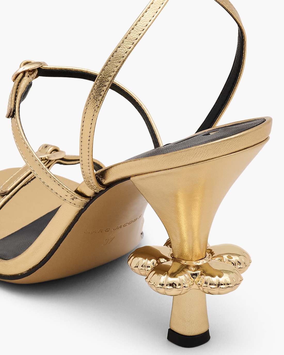 Marc Jacobs Latest | The Metallic Leather Daisy Heel Gold