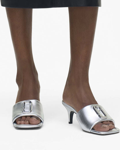 Marc Jacobs Sale | The Metallic J Marc Heeled Sandal Silver
