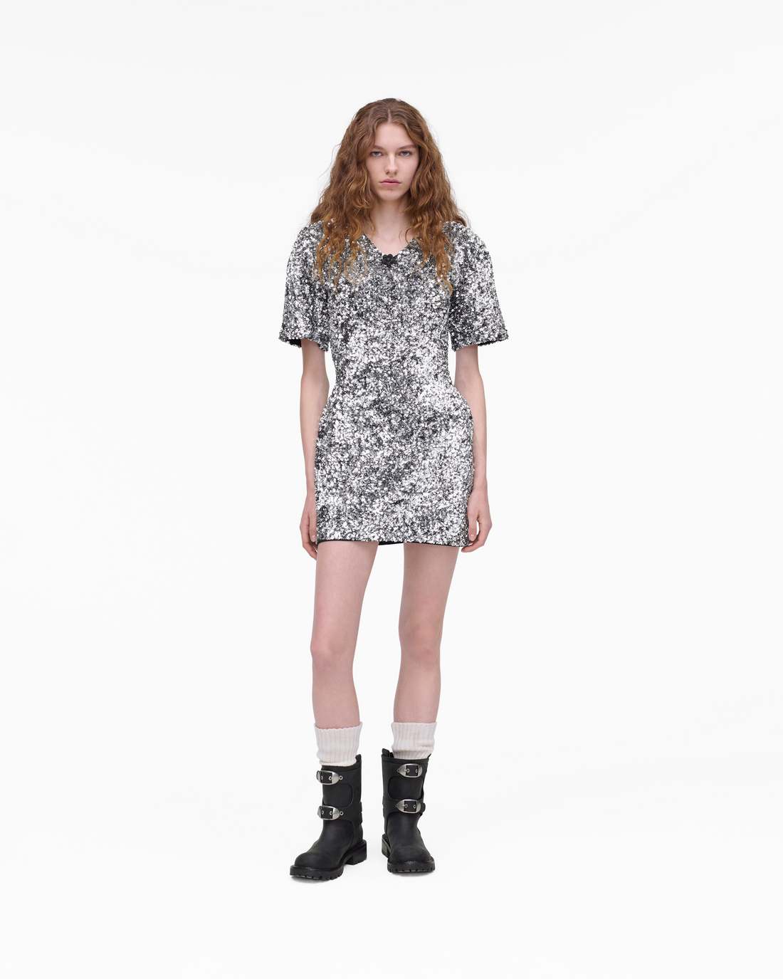 Marc Jacobs Essential | Sequin V-Neck Knit Dress Silver