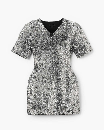 Marc Jacobs Essential | Sequin V-Neck Knit Dress Silver