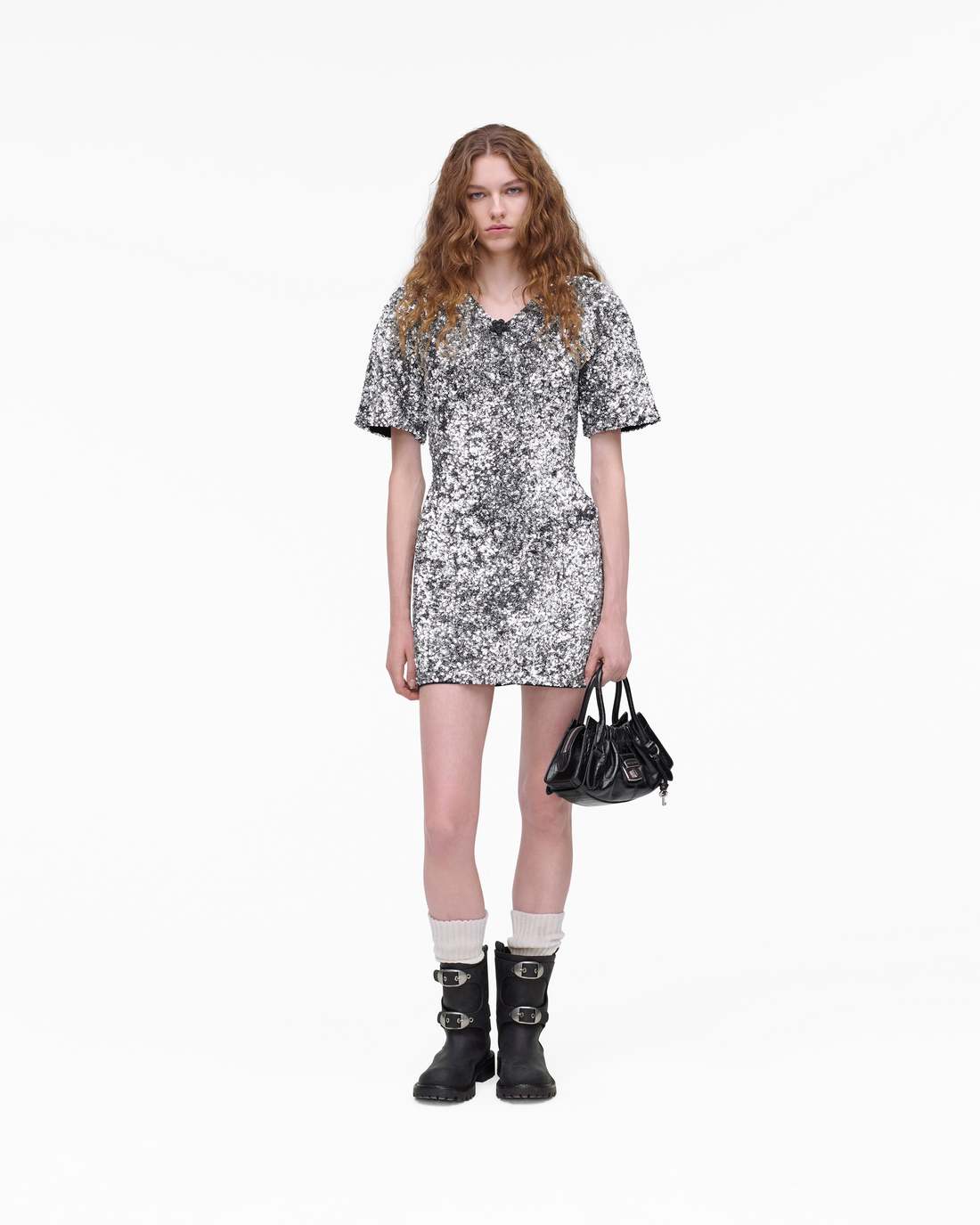 Marc Jacobs Essential | Sequin V-Neck Knit Dress Silver