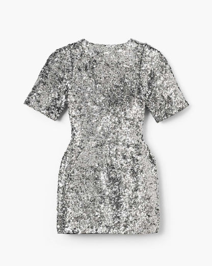 Marc Jacobs Essential | Sequin V-Neck Knit Dress Silver