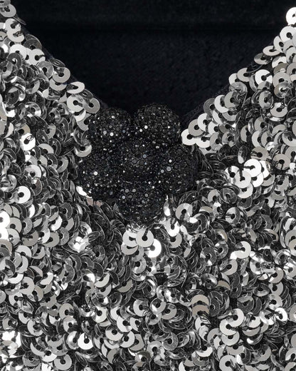 Marc Jacobs Essential | Sequin V-Neck Knit Dress Silver