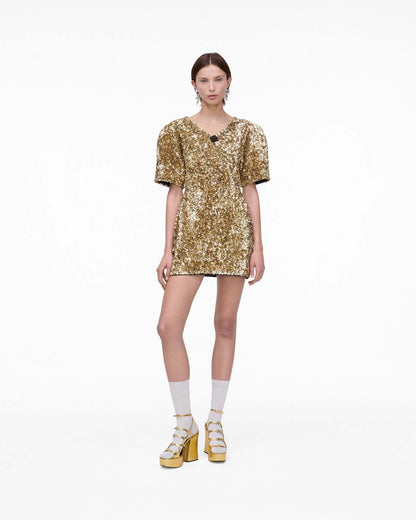 Marc Jacobs Recommended | Sequin V-Neck Knit Dress Gold