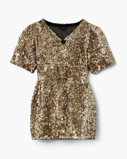 Marc Jacobs Recommended | Sequin V-Neck Knit Dress Gold