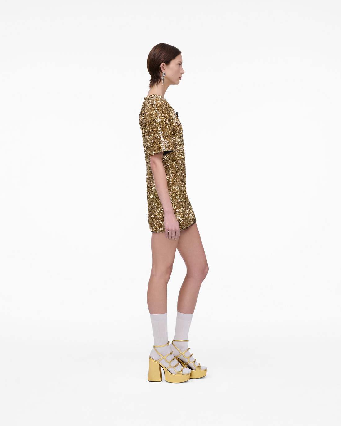 Marc Jacobs Recommended | Sequin V-Neck Knit Dress Gold