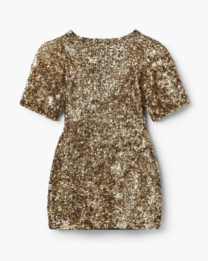 Marc Jacobs Recommended | Sequin V-Neck Knit Dress Gold