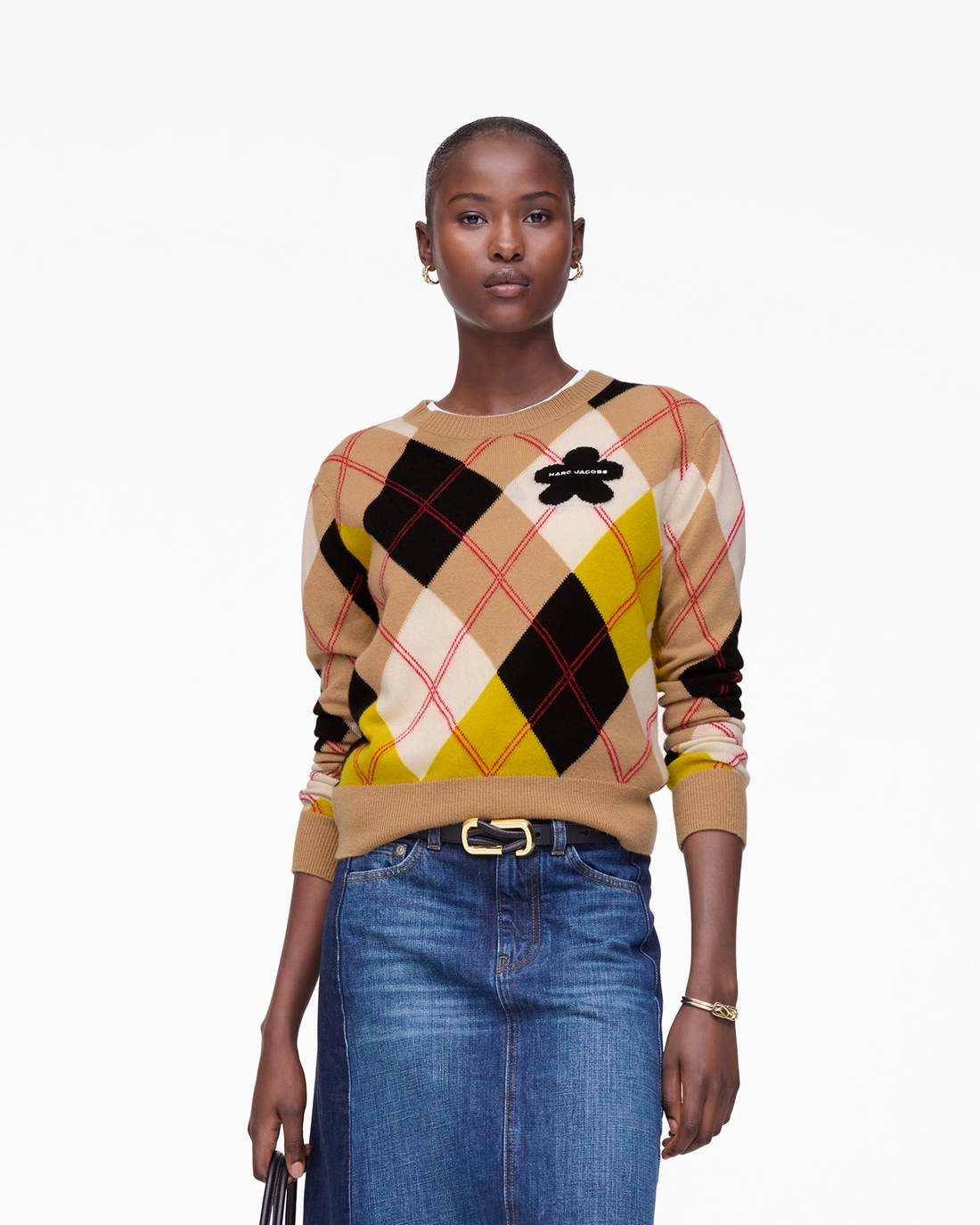 Marc Jacobs Sale | Preppy Daisy Argyle Crewneck Joy Yellow Multi