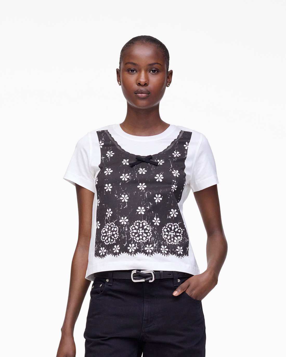 Marc Jacobs Premium | Trompe L'Oeil Eyelet Slim Tee White Multi