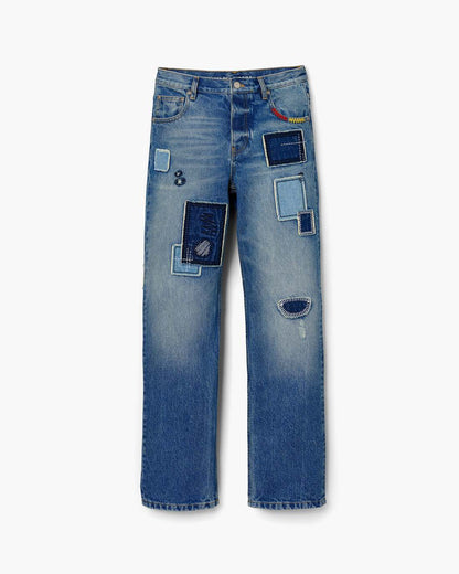 Marc Jacobs Discount | Patchwork Straight Jean Bright Indigo