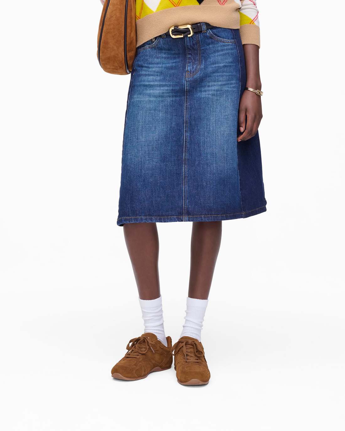 Marc Jacobs Customer Favorite | Two Tone Shadow Denim Skirt Dark Slub Indigo