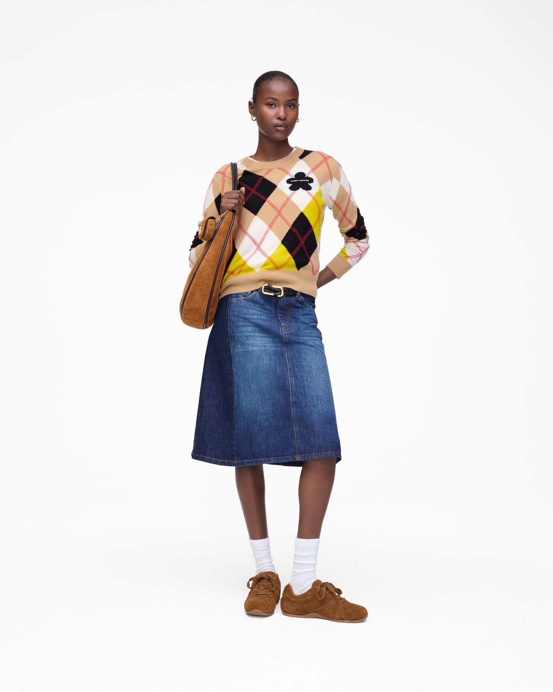 Marc Jacobs Customer Favorite | Two Tone Shadow Denim Skirt Dark Slub Indigo