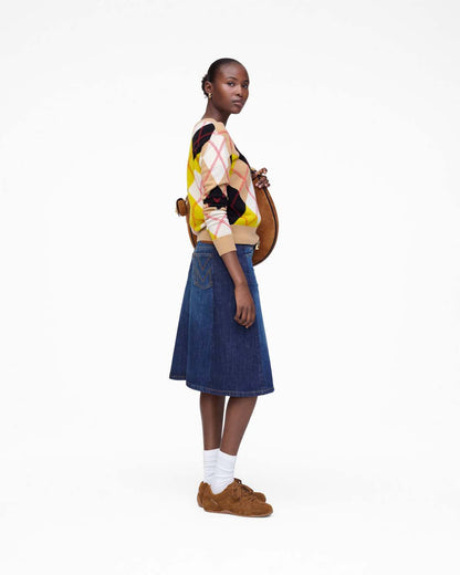 Marc Jacobs Customer Favorite | Two Tone Shadow Denim Skirt Dark Slub Indigo