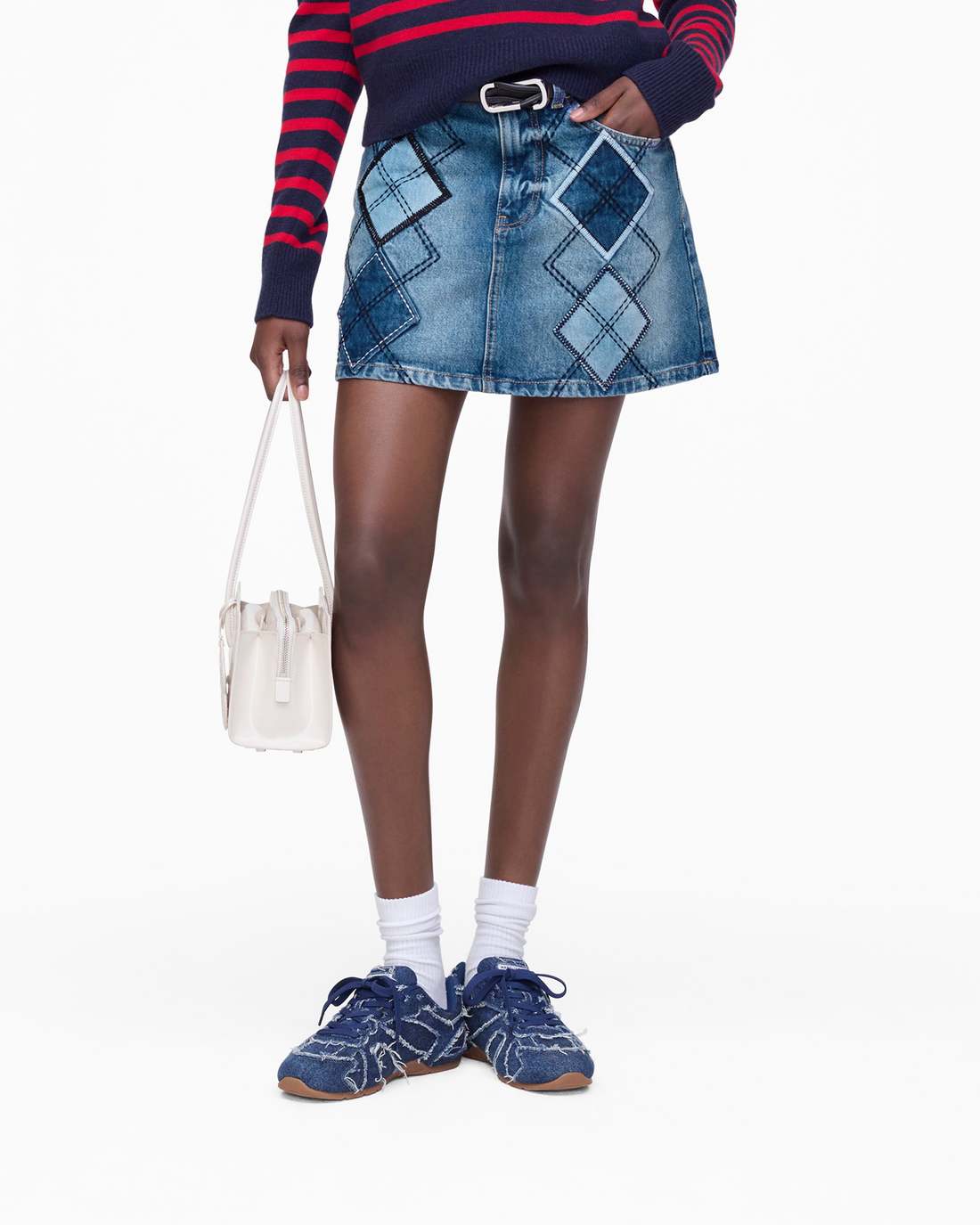 Marc Jacobs Classic | Argyle Patchwork Mini Skirt Bright Indigo
