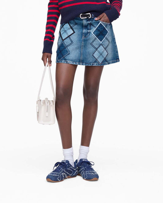 Marc Jacobs Classic | Argyle Patchwork Mini Skirt Bright Indigo